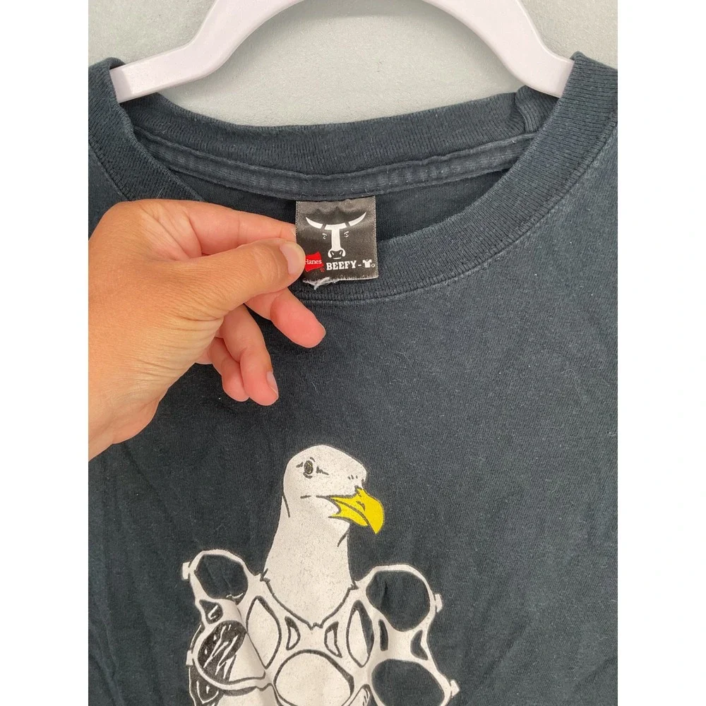 Hanes Mens T-Shirt Black Seagull Bling Bling Graphic Print 2XL